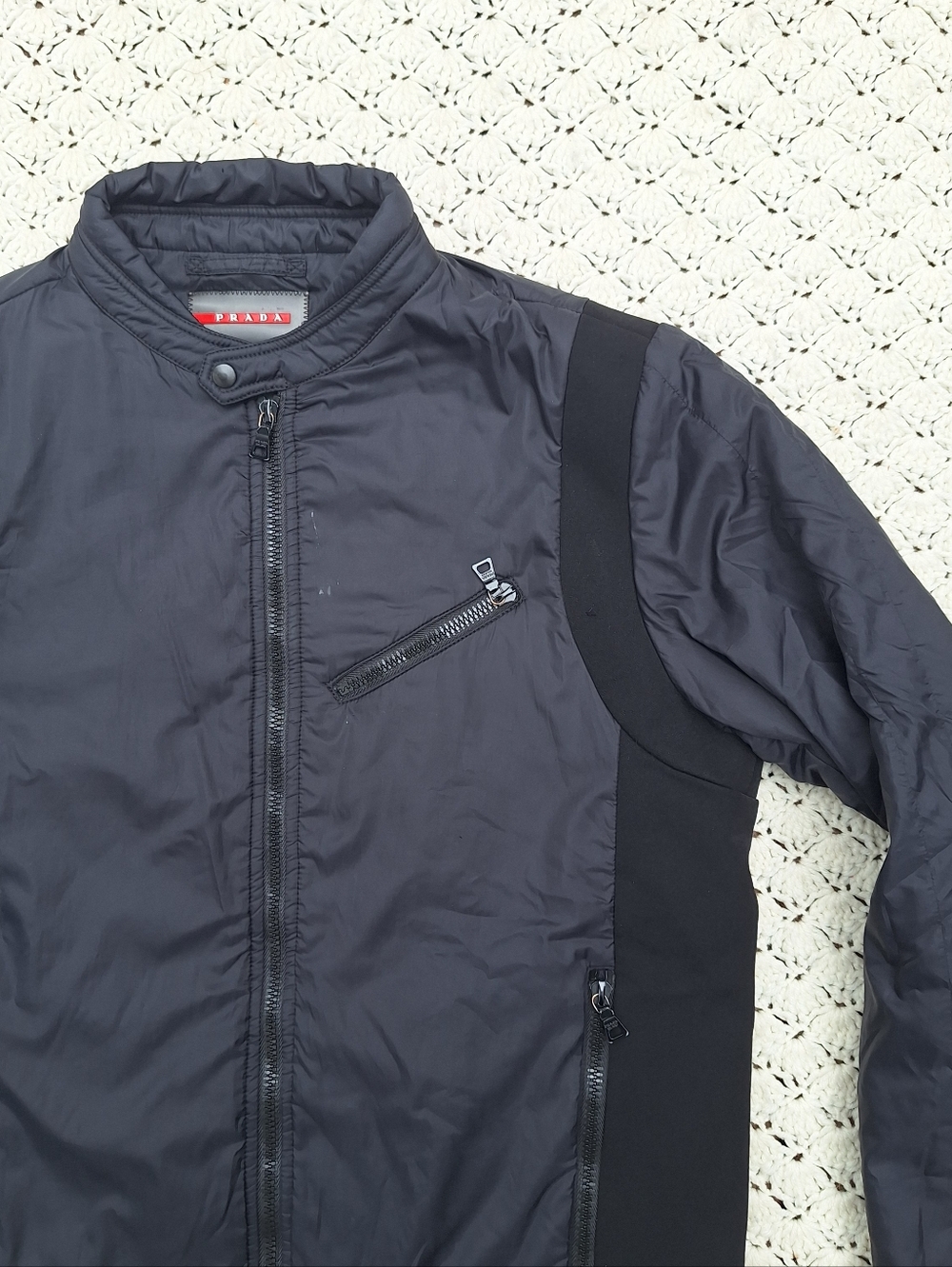 Prada Full Zip Insulated Puffer Cafe Racer Jacket